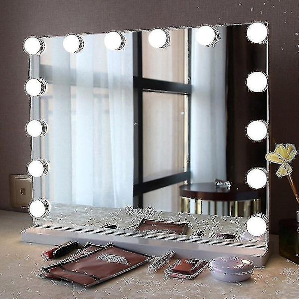 Spejl Lys Kit, Led Smykke Makeup Lys 10 Pærer Dæmpbar Klistre På Spejl USB til Omklædningsrum, Badeværelse, Soveværelse - Perfekt