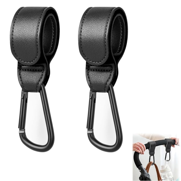 PCS Buggy Clips, PU Lær Vognklips for Vesker, Vogntilbehør med Robust Karabinkrok, Vognveskeklips
