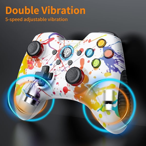 Trådløs Spilcontroller til Windows 7 8 10 11 PC/PS3/Android/Switch Deck, Dobbelt-Vibration Gamepad Joystick Computer Spilcontroller (Hvid) White