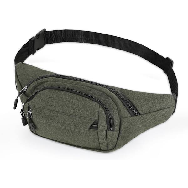 Midjeväska för kvinnor och män, resebälte för damer, midjeväska för löpning och promenader, vattentät midjeväska, justerbar Army Green