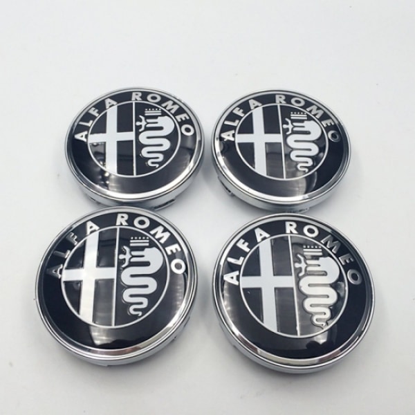 4-pack Alfa - 60MM Navkapslar Alfa Romeo Silver