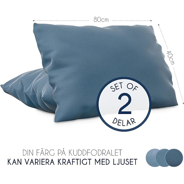 Microfiber Pillowcases (Set of 2) - For Pillows 40 x 80 cm, Blue (100% Polyester) Soft, Comfortable and