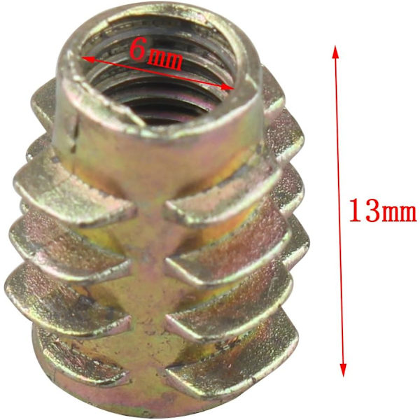 50 stk. M6*13MM Indbyggede Møtrikker Tråd skruer til træmøbler