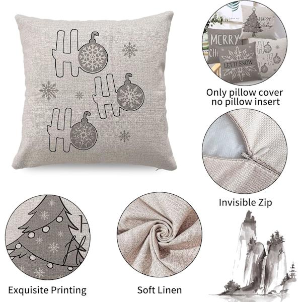 4 grå julkuddöverdrag, julkuddöverdrag Cushio[BT}