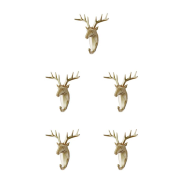 1/2/3/5 Robust og holdbar dyrehoved nøglekrog til enkelt gylden (hjort) golden (deer) 5 Sets