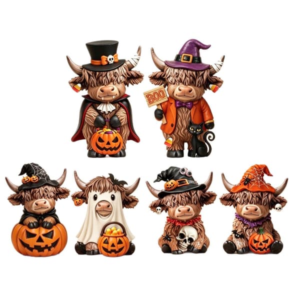 Spøkelseshusfigur i tre, Halloween Spøkelse Gresskar Borddekorasjon, 15cm Three-piece set 15cm/1.6cm