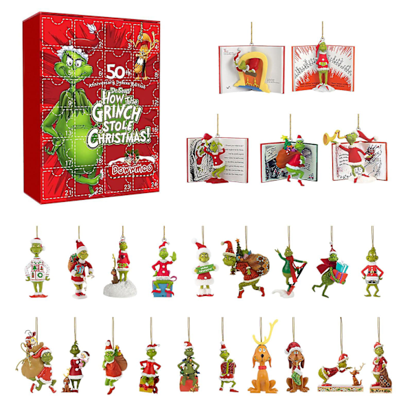 Adventskalender 2023 Cross Border Ny Grinch Jul Blind Box Grönhårig Monster 24-dagars Halloween Nedräkningskalender Blind Box style 1