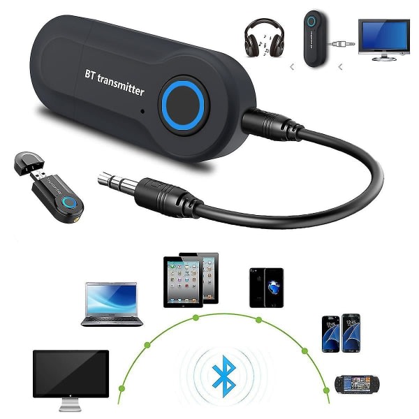 USB trådlös Bluetooth sändare 3,5 Mm Audio Adapter Svart