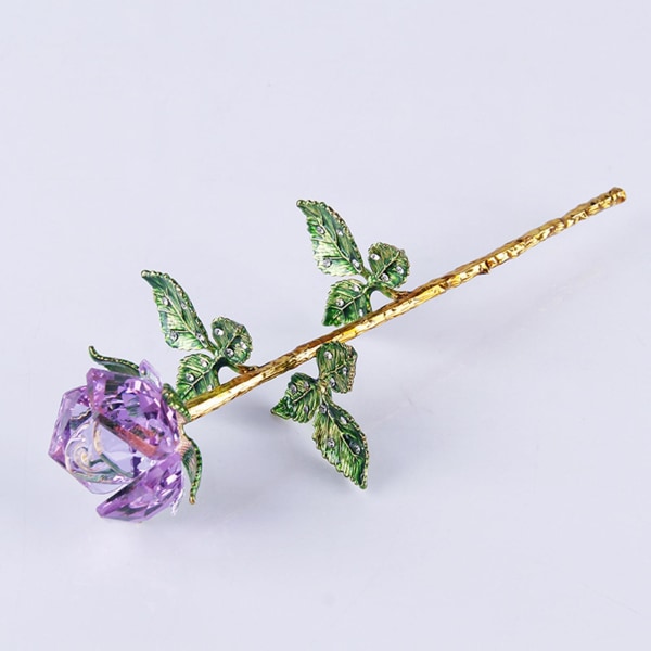 Yndefuld krystalrose ornament til mors dag og jubilæum Purple 25x6.5cm