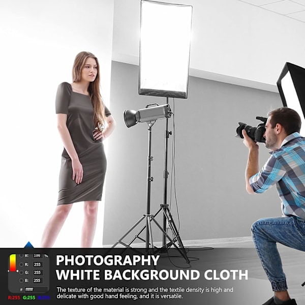 1,8x2,8m Fotostudio Bakgrunn 100% Ren Muslin Foldbar for Fotografering Video og TV Hvit