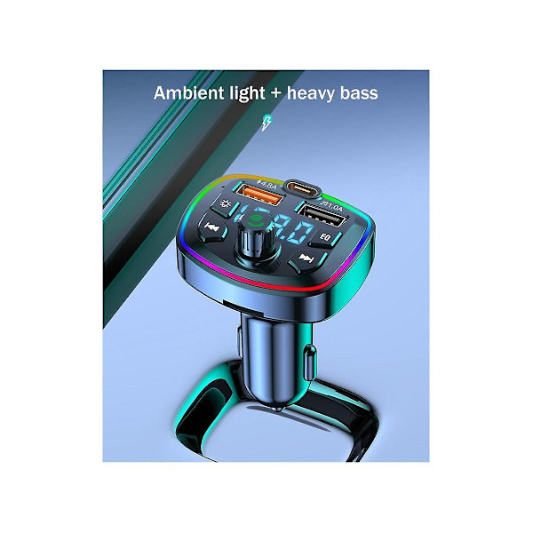 Auton Bluetooth Fm -lähetin Auton Bluetooth Mp3 -soitin Kaksi USB -auton laturi Eq -tunnelmavalolla
