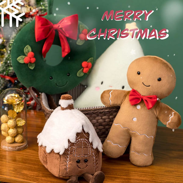 Juldekorationer inomhus pepparkaksplyschprydnader pepparkaksgubbe plyschdjur Color#1