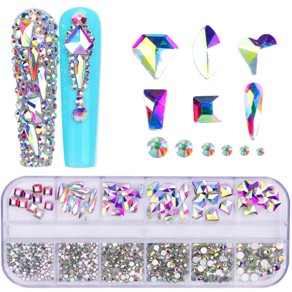 Neglepynt Rhinestones Krystaller Edelstener Multi Nail Beads