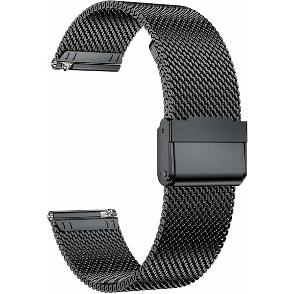 22mm Watch Band Stainless Steel Quick Release Black Loop Compatible with Samsung Watch Band (Black)