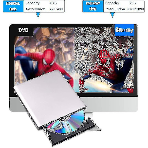 Ulkoinen Blu-ray DVD-asema 3D, USB 3.0 ja Type-C Blu-ray CD DVD-lukija