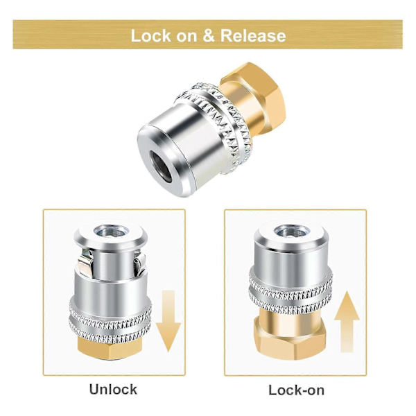 2 stk. låsbar luftpatron 1/4FNPT 150PSI lukket flow dækpatron messing metal legering dækluftpatron til dækluftkompressor Solid Normal