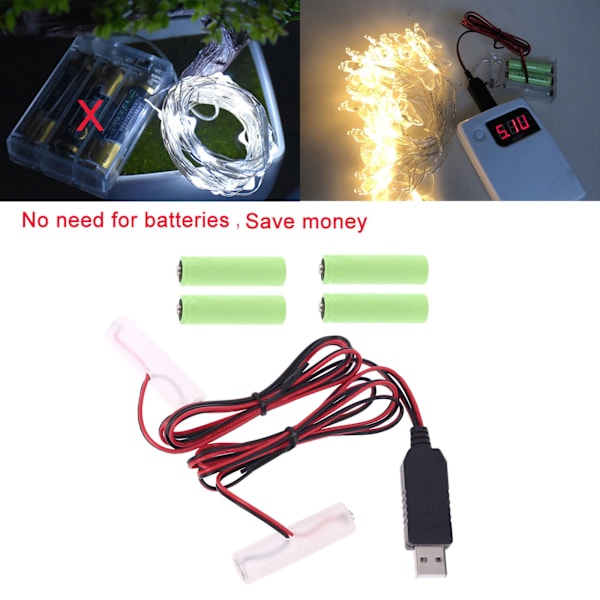 2 AA AAA Batteri Eliminator USB Strömförsörjning 4.5V Adapter Kan Ersätta 3st AA AAA Batterier för Walkie Talkie Ljus 0.05 AAA