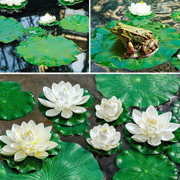 (Vit) 5 st flytande näckrosor konstgjord näckros skum lotus