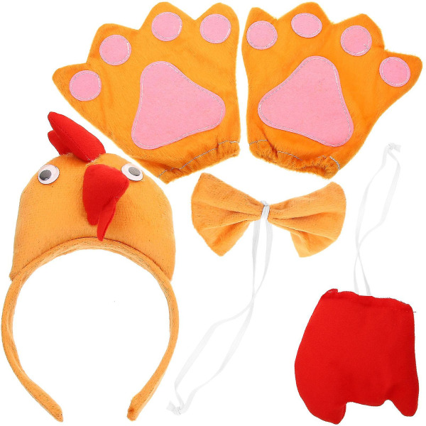 1 Set Chicken Costume Set Easter Cutie Headband Bowtie Tail Gloves Children Costume