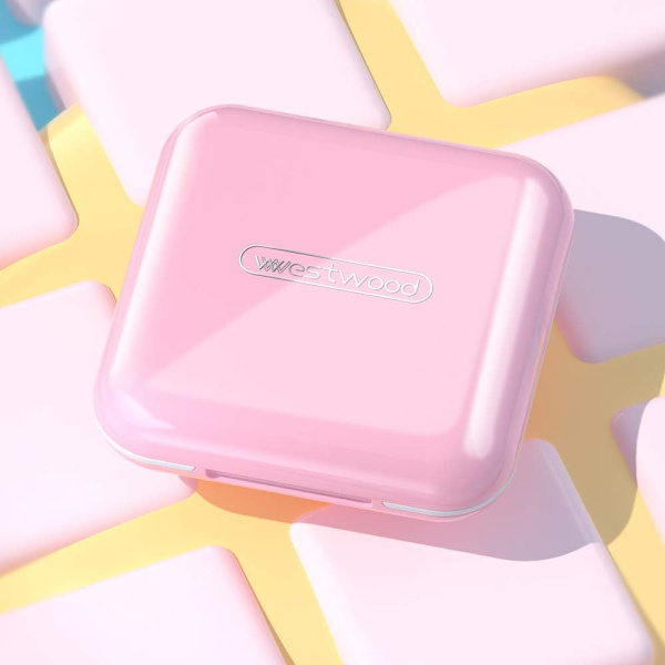 Pillerburk, fuktbeständig liten tablettask, bärbar tablettask för resor, BPA-fri väska med 4 stora fack (rosa) Pink