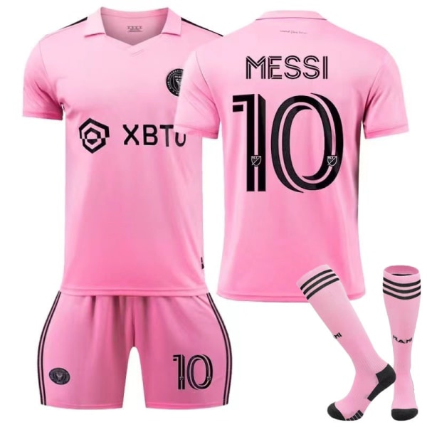 Major League Soccer Messi nr. 10 Miami International Jersey Hjemme Ude Voksen Børn Fodboldtrøje Sæt bedste Ude Børn Børn 22(120-130cm) Kids 22(120-130cm) Home