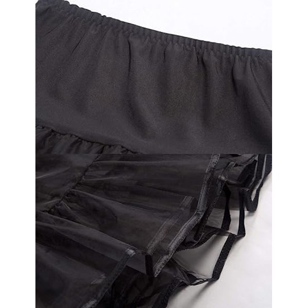 50-tals underkjol Rockabilly klänning Crinoline Tutu för kvinnor ZX Svart Black M