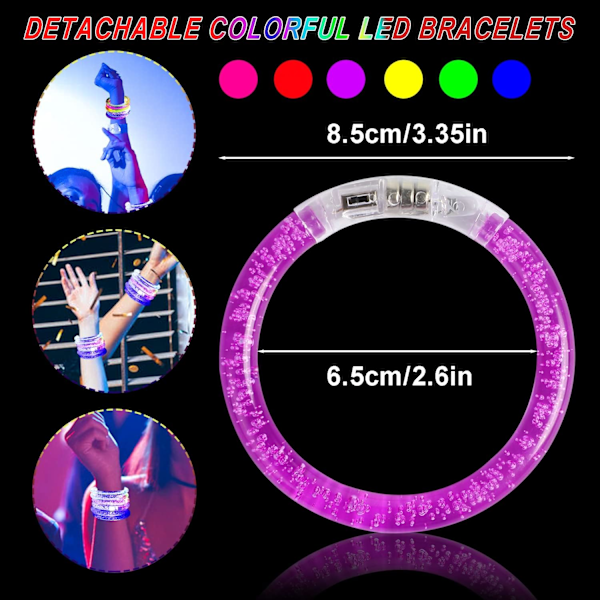 Partyväska Fyllning för Barn, 12 st LED Lysande Blinkande Armband Leksaker Party Favörer