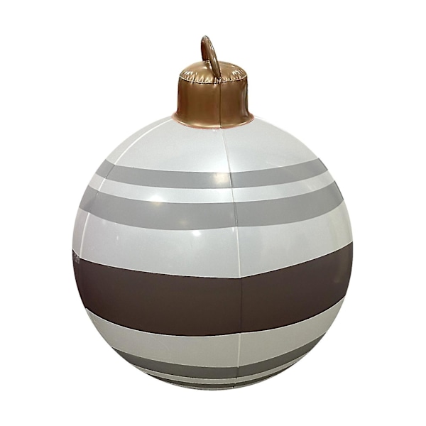 Ekstra store oppblåsbare julekuler i PVC, juledekorasjoner Silver stripe