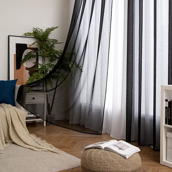 2 stk. gardiner ensfarvet (sort-140*213cm)