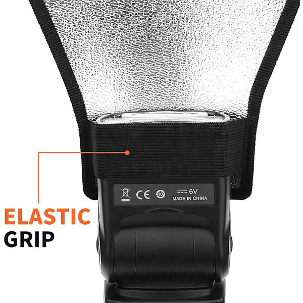 2-Pak Flash Diffuser Reflektor - 2-Sided Hvid/Sølv Bøjbar Bounce Flash Reflektor Kit Med Elastisk Strop Til Canon, Nikon, Sony