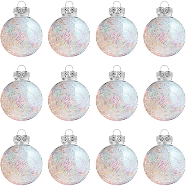 Transparenta fyllbara julgranskulor, 12 fyllbara plastjulgranskulor