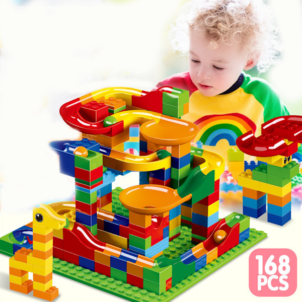 168pcs Marble Race Run Building Blocks Ball Slide Block With Base