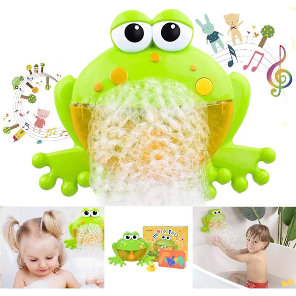 Babybad Bubbel Leksakssats, Stor Groda Automatisk Bubbelblåsare Leksaker med