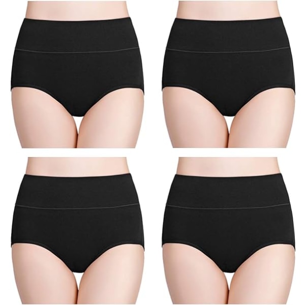 Damunderkläder i bomull med hög midja, heltäckande damtrosor, 4-pack Set 1 Set 1 4XL