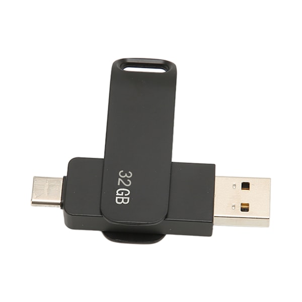 Telefonminnesticka USB 3.0 Typ C 2-i-1 Metall Rotera Bärbar Flash-enhet för Surfplattor Fotolagring Svart 32GB
