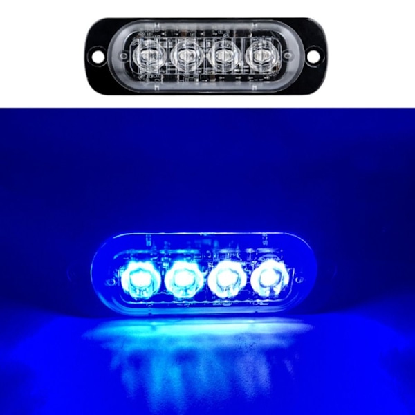 4 stk. Blå advarselslys med stroboskopblink Blue 4Pcs-4Pcs
