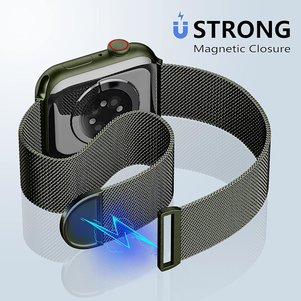 Metallista valmistettu ranneke Apple Watch -kellolle, yhteensopiva 40 mm, 38 mm, 41 mm, vihreä Green 38/40/41mm