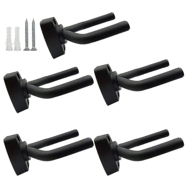 5-pack svart gitarrhängare Väggmonterad display med skruvar Passar gitarrer[TB]