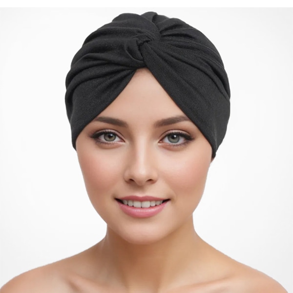 Stretch Turban Hat med korsad twist design Bekväm och mångsidig huvudbonad för damer Green