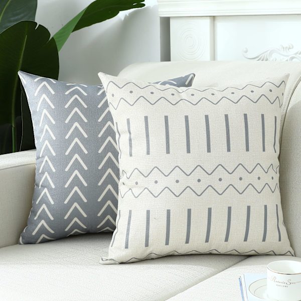 Överdragsset med 4 lantliga dekorativa kuddar Geometrisk abstrakt accentkuddfodral Dekorativ kudde Modern utomhus inomhus för soffa A-gul A yellow 45x45cm