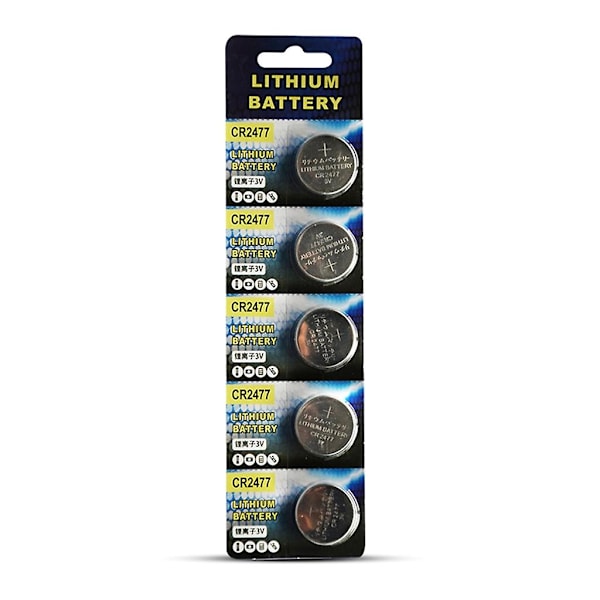 5-pack CR2477 högkapacitets litium batteri, 1000mAh knappcell, långvarig strömförsörjning för klocka, fjärrkontroll