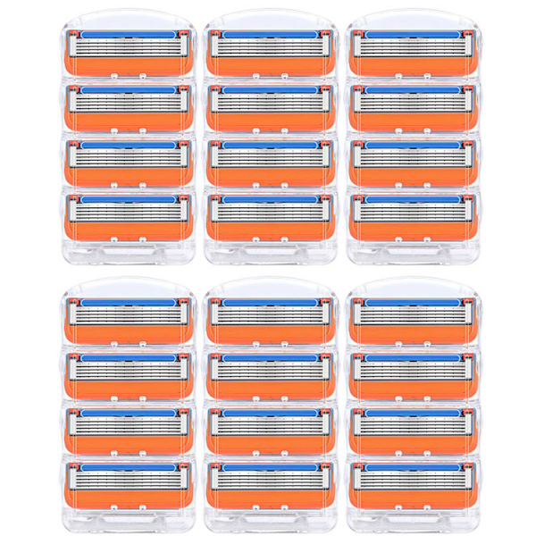 24 stk. barberblad barberbladrefiller for Fusion 5, barberblader for menn - Oransje Ny Versio