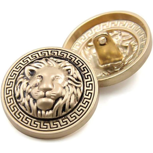 Premium quality metal buttons with embossed lion heads, for DIY