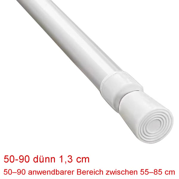 Duschdraperistång för fastklämning, utdragbar, 50-90cm, nickelfärgad