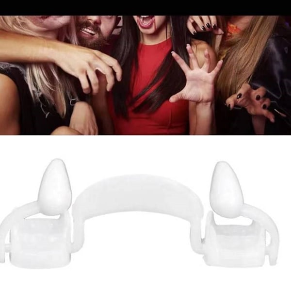 Uttrekkbare vampyrtannsett - Gjenbrukbare plasttenner for Halloween-kostymer for barn og voksne Cosplay