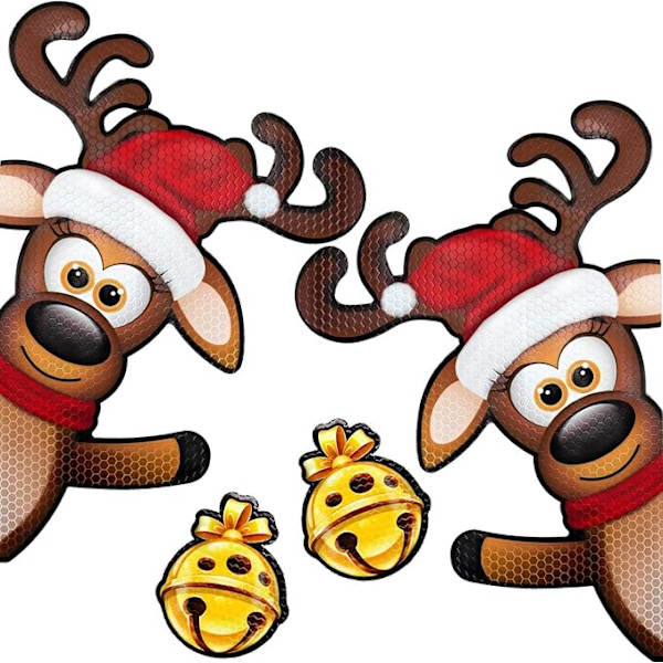 Signs XL 4-delt Sæt Reflekterende Magnetiske Reindeer til Bil - Sjove Julemotiver