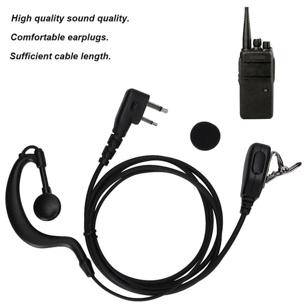 Hoved 120cm bærbar Walkie Talkie HD Headset Støjreducerende Intercom Hovedtelefon Sort