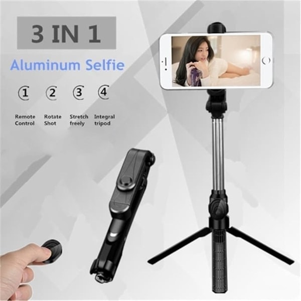 Trådlös Bluetooth Selfie Stick Stativ Fjärrkontroll