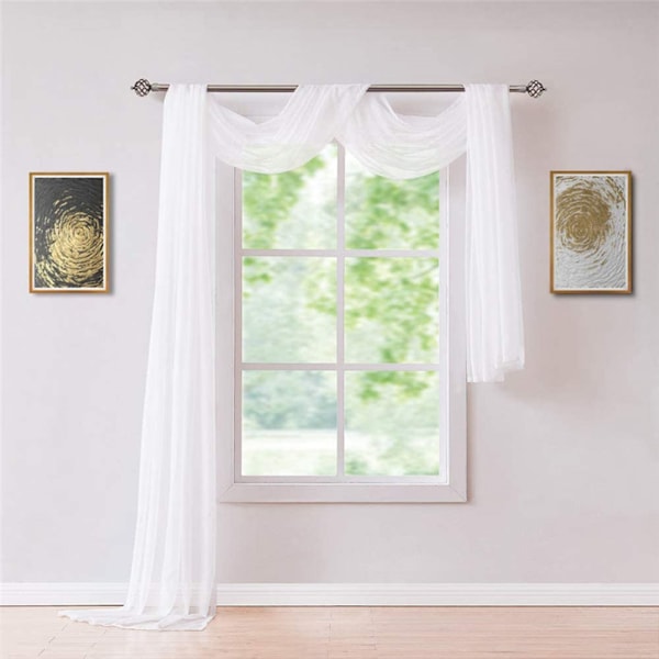 Stilful Vindue Sjal Valance Blød Lys Vindue Gardin Hjem Soveværelse Indretning Sort Black 1.3*5.5M