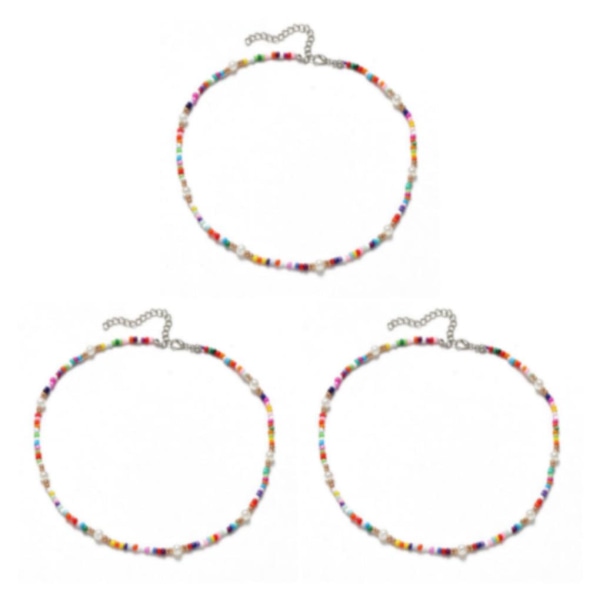 1/2/3/5 helmen kaulakoru helmillä koristeltu choker säädettävä ketju boho tyyppi 4 Type 4 3PCS